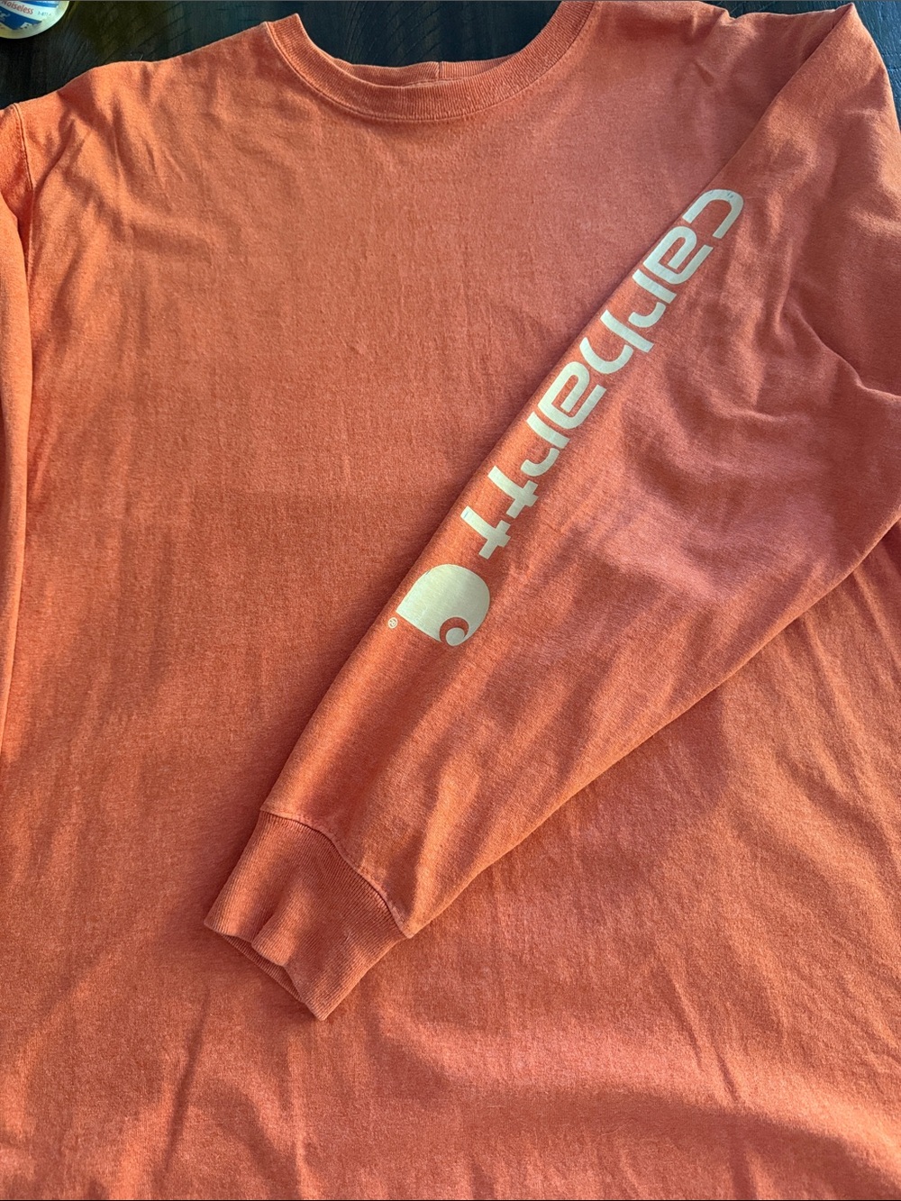Carhartt Long Sleeve Logo Tee in Burnt Orange with White Sleeve Print